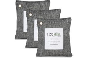 Moso Natural Air Purifying Bag 500g (3 Pack) Premium Bamboo Charcoal Odor Absorber for Home, Bedroom, Kitchen, Basement | Unscented Pet Odor Eliminator | Large Charcoal Deodorizer Bag Covers 250sqft