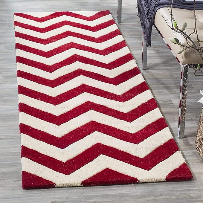 Buy Rugs Enterprises Solid Color Zig zag Pattern Woolen Carpet for Living Room, Bed Room and