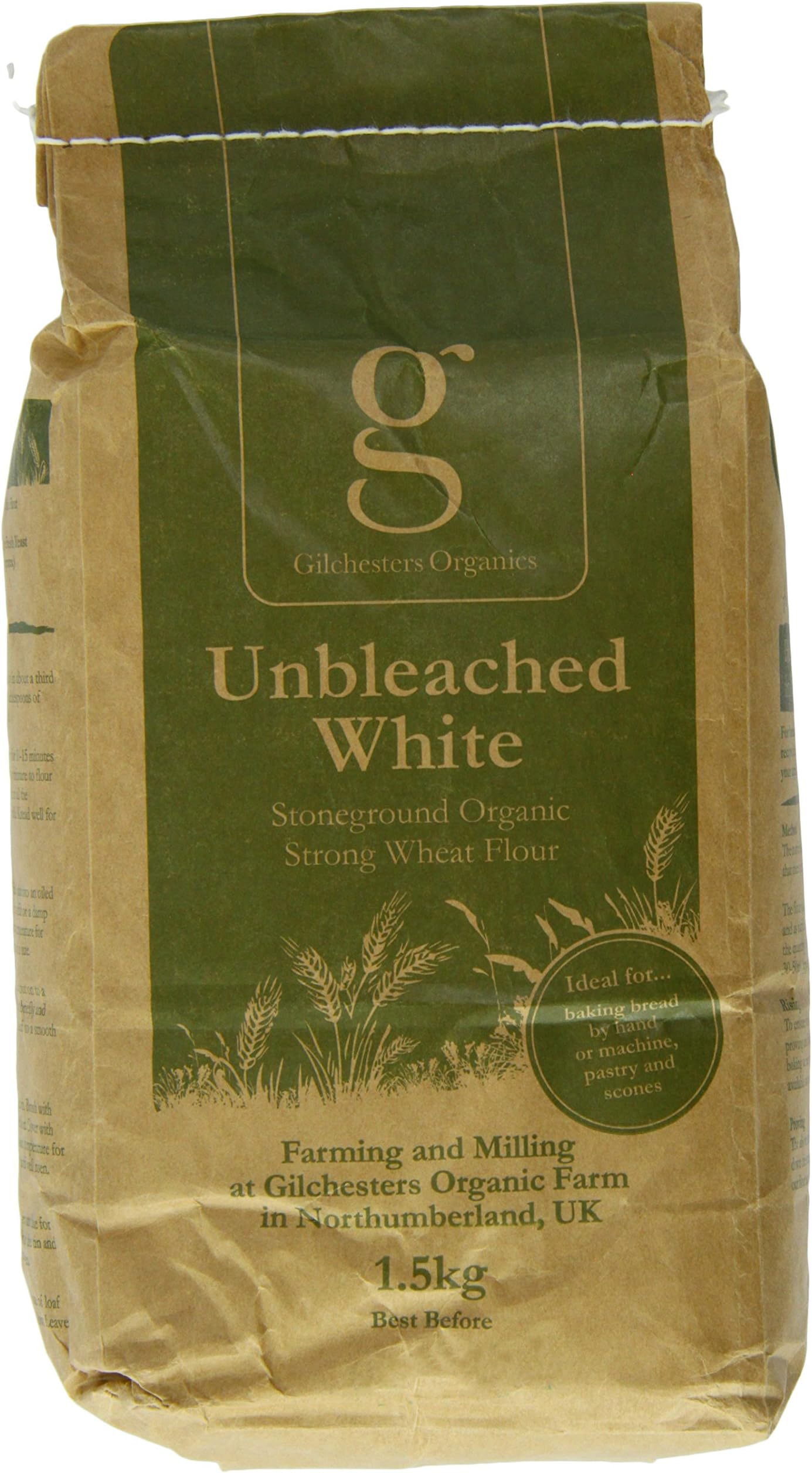 Gilchesters Organics Organic Strong White Wheat Flour 1.5 K g (Pack of 6)