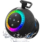 Bluetooth Shower Speaker IPX7 Waterproof: Removable Suction Cup, Black | 360&deg; Surround Sound, Vacuum-Lock, RGB Light, Portable Wireless Speaker for Beach, Pool, Kayak, Gifts for Adults Teens