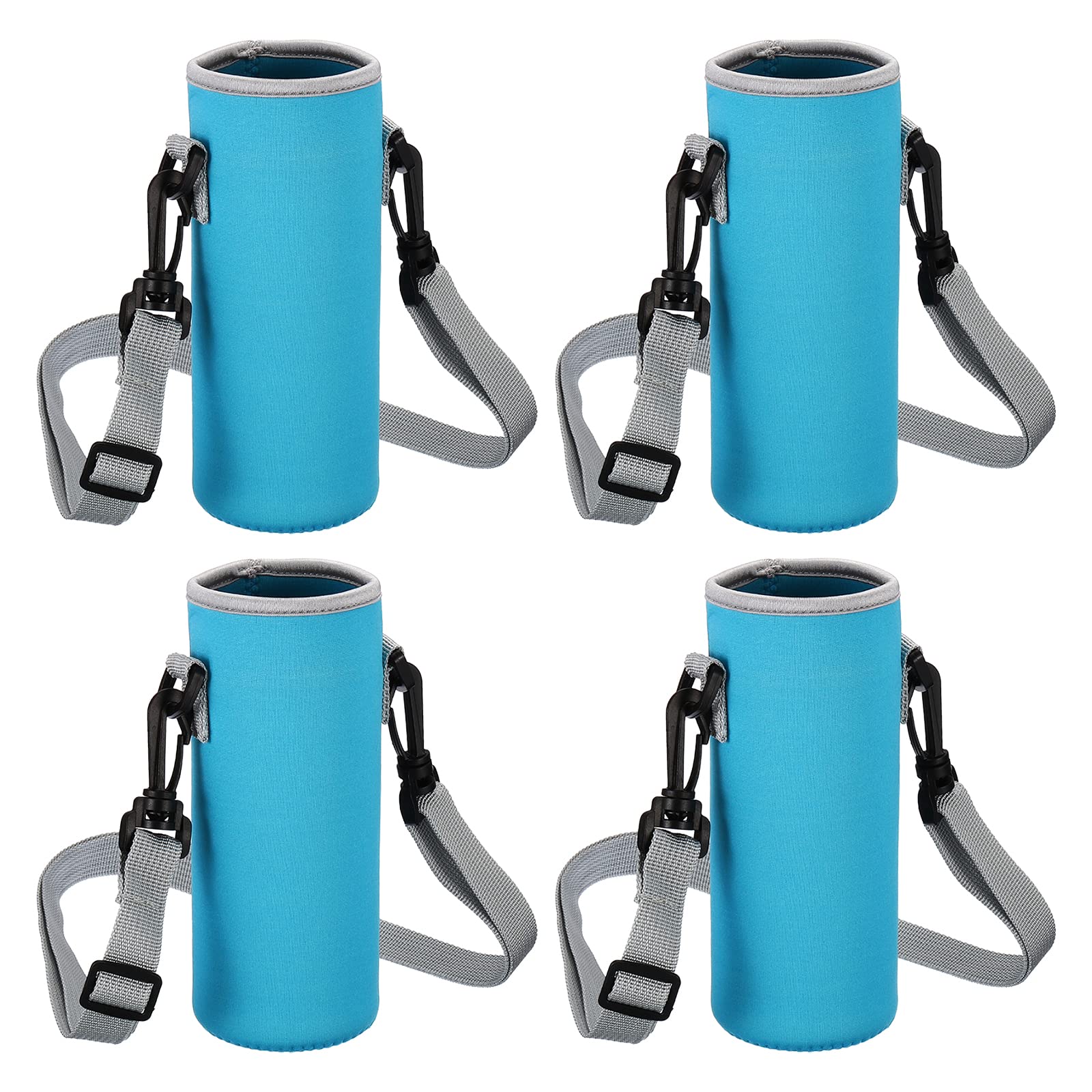 PATIKIL 80mmx230mm Water Bottle Sling Bag, 4 Pack Neoprene Portable Insulated Bottle Holder Carrier with Adjustable Shoulder Strap, Blue