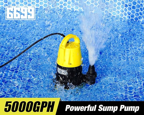 6699 SUBMERSIBLE SUMP PUMP 2500GPH HIGH FLOW WITH 25FT X 1-1/2” DISCHARGE HOSE DRAIN WATER PUMP KIT 1/2HP PORTABLE UTILITY PUMP EASY TO USE FOR FLOODED BASEMENT RAIN BARREL