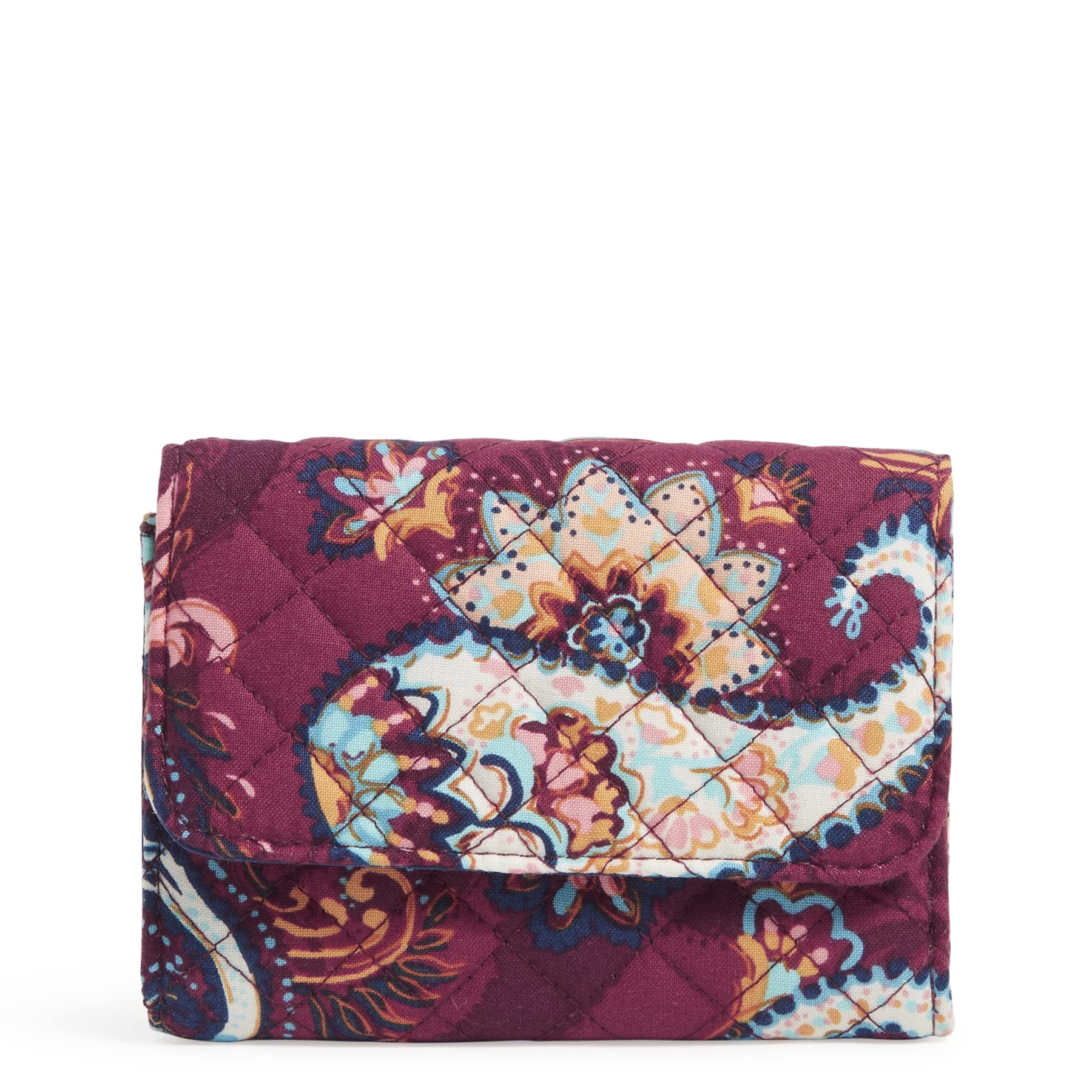 Vera Bradley Women’s Cotton Riley Compact Wallet With RFID Protection, Paisley Jamboree – Recycled Cotton, One Size