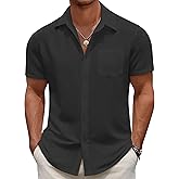 COOFANDY Men's Casual Button Down Short Sleeve Shirt Textured Summer Beach Vacation Shirt