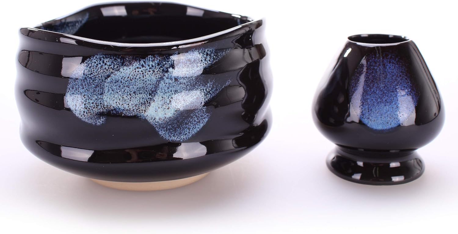 Goodwei Premium Matcha Tea Set - Ceremonial Bowl Chawan, Whisk and Holder + Gift Box (Burashi, 80) - Image 3