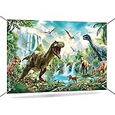 Mocsicka Dinosaur Backdrop Happy Birthday Dinosaur Banner Decorations for Boys Kids Party Dino Theme Park Birthday Photo Background Decorations 70.8 x 43.3 Inch