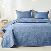 akkialla Queen Quilt Bedding Set,Bluish Grey Ultrasonic Full/Queen Quilt Set,Lightweight Soft Bedspread Coverlet,Modern Style Coin Pattern Bed Cover for All Seasons,3 Piece(1 Quilt,2 Pillow Shams)