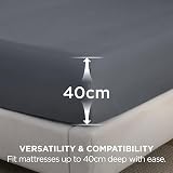 Bedsure Super King Fitted Sheet 40 cm Deep Pocket Dark Grey 180x200cm view 3