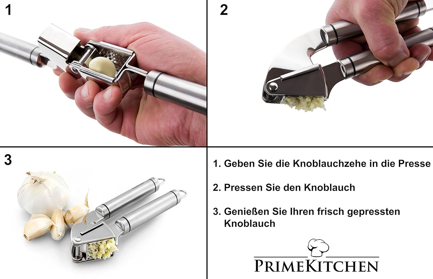 Amazonde Edelstahl Knoblauchpresse Im 3in1 Profi Set Mit