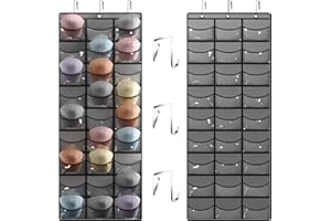 Fixwal Hat Organizer for Baseball Caps, 27 Pocket Over The Door Hat Storage Closet Holder Hanger, Clear Deep Pockets, Baseball Hat Rack for Wall Door with 3 Hooks, Grey