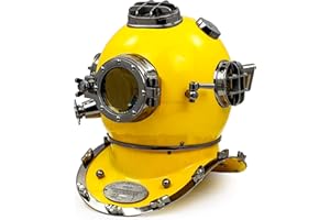 18" US Navy Scuba Diving Nautical Helmet | Maritime Ship's Decorative Yellow Cobalt Premium Snorkeling Helmets | Nagina International (18 Inches, Yellow Cobalt)