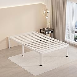 MAF 14 Inch Twin Metal Platform Bed Frame White
