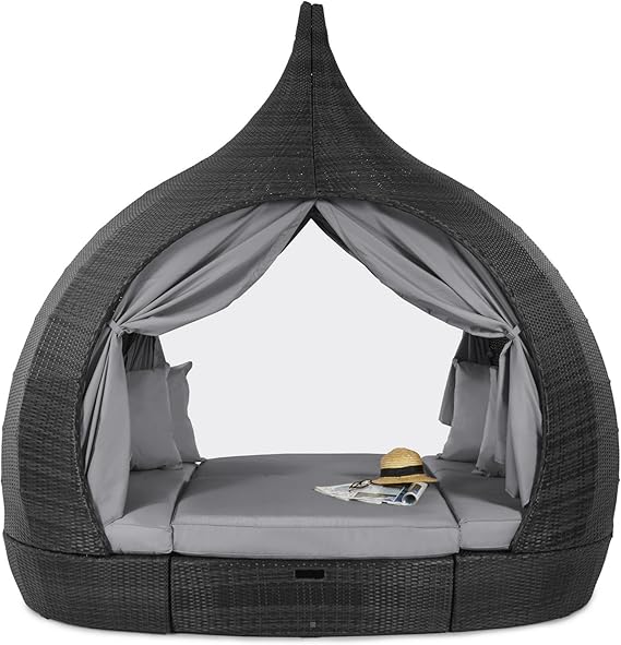 Maze Rattan Peach Daybed in a Mixed Grey Weave Amazon.co.uk Garden