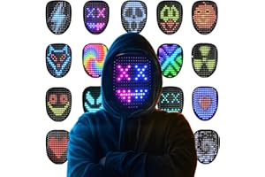 Gootus Led Mask Halloween Costume for Kids Adults, Face Transforming Light up Mask with Gesture Sensing, Cool Toys Great Gift for Birthday Costume Party Christmas