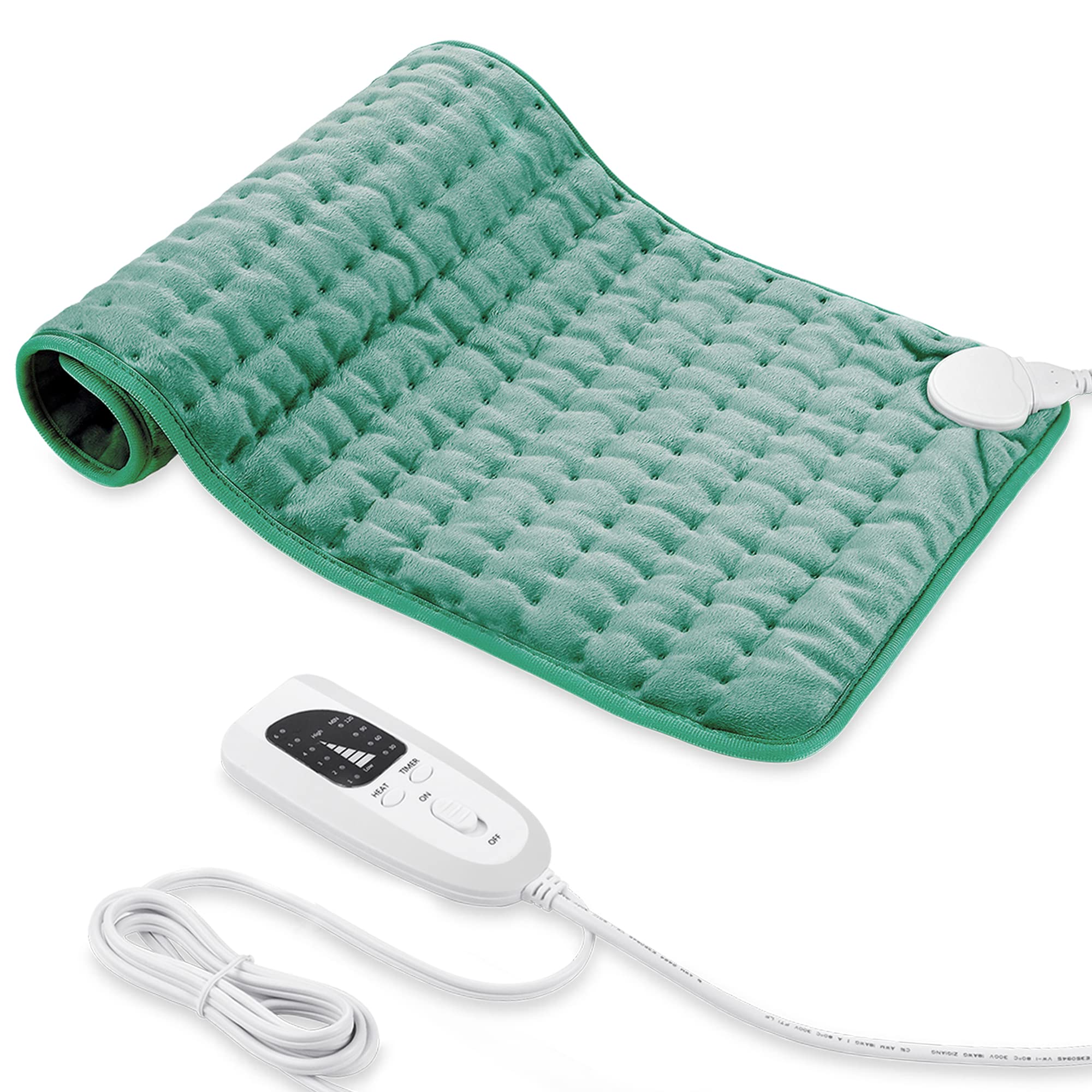 Heating pad, Electric Heat Pad with Automatic Switch-Off and 6 Temperature Levels Heating pad for Back Neck Shoulder Belly Heating Technology - Machine Washable (Green, 12" x 24") — image 1