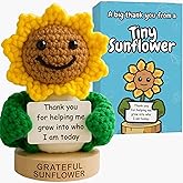 Thank You Gift for Women - Tiny Sunflower Crochet with Thank You Card | Handmade Appreciation Gift for Teacher, Boss, Manager, Parents, Grandparents, Sister | Teacher Appreciation Gift from Student