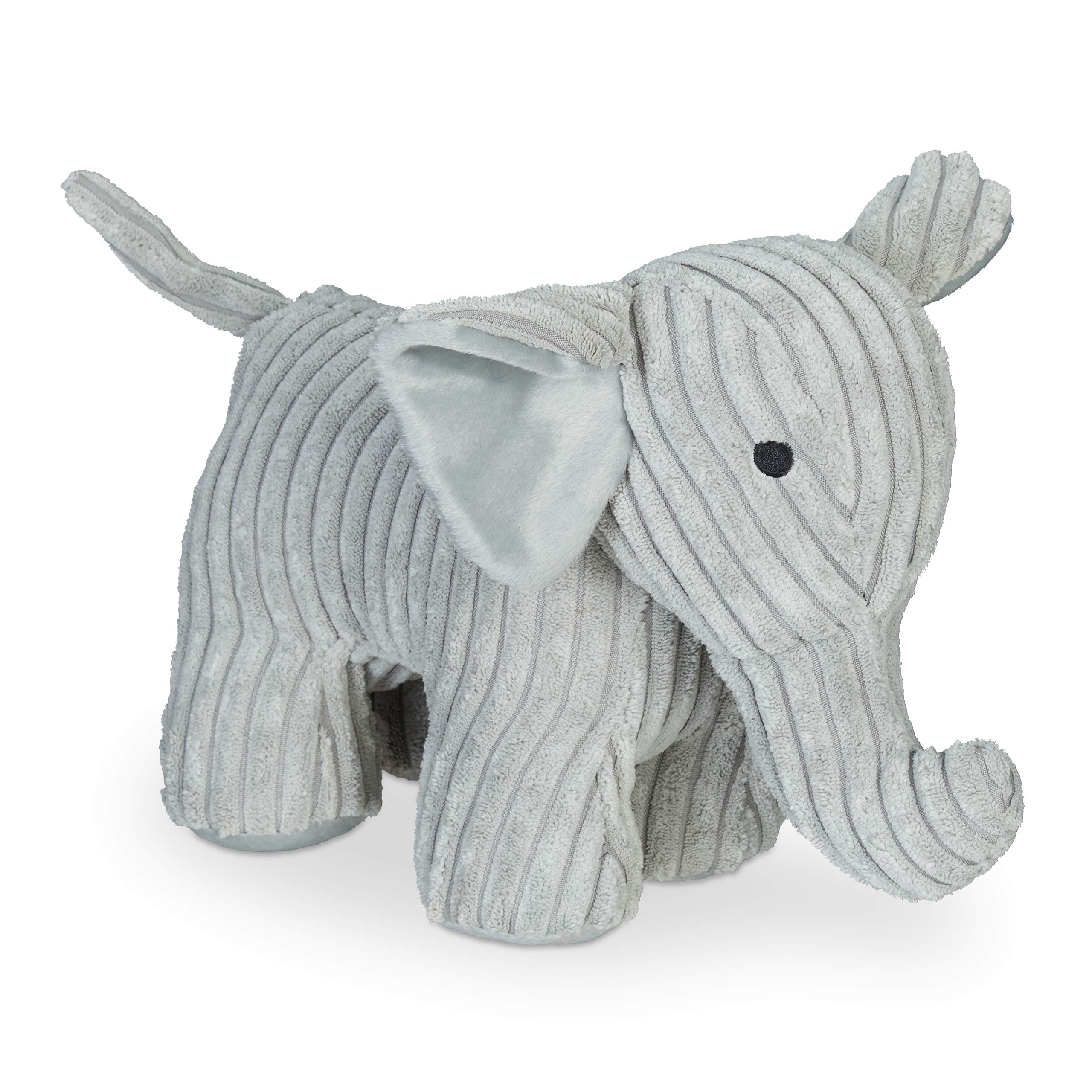 Relaxdays Elephant Door Stop, Fabric, for Floors, Sand-Filled, Indoors, Animal Doorstop, 22 cm Tall, Soft, Heavy, Grey