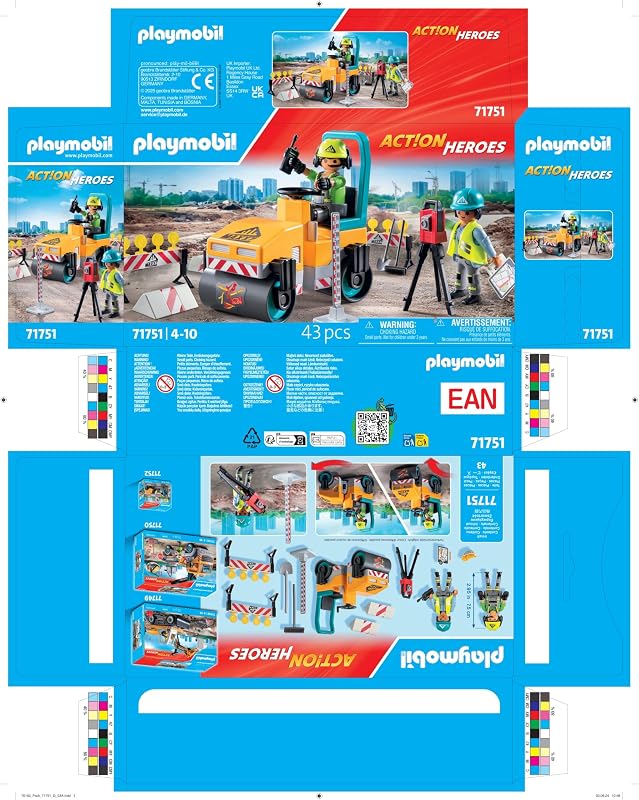 | Action Heroes | Chantier Routier | Jouet pour Enfants | Set de Construction | Jouet pour Enfants à partir de 4 Ans | 71751