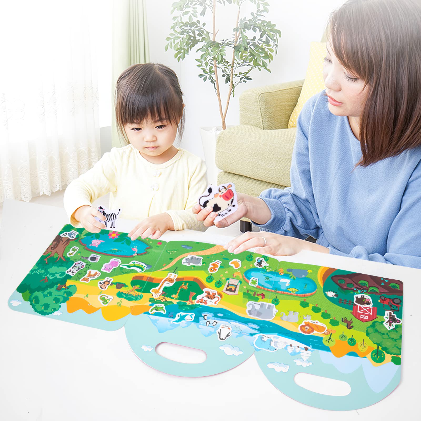 MIKNEKE 6 Pack Jelly Reusable Sticker Books for Toddlers 1-3 2-4 Years, Portable Travel Toys Sticker Activity Book for Kids 2 3 4 Year Old Girls Boys, Animal Insect Dinosaur Ocean Space Car
