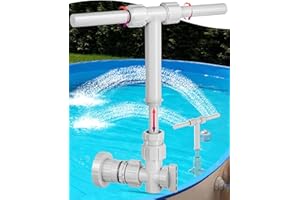 SPYONG POOL Dual Spray Pool Fountain for Above and In-Ground Pools, 2025 Upgrade Retractable Height 360° Adjustable Adjustable Waterfall Sprinkler Fountain High-Pressure for Swimming Pool Spa Cooling, Grey