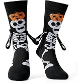 Belloxis Halloween Holding Hands Socks for Men | Crew Cotton Socks, Pumpkin Skeleton Magnetic Socks, Gothic Spooky Stocking for Adult Halloween Party Clothing Supplies Gifts