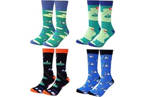 Moyel Golf Gifts for Men Golf Socks for Men Men's Funny Crew Socks Novelty Cool Fun Funky Cotton Socks (4 Pairs Golf)