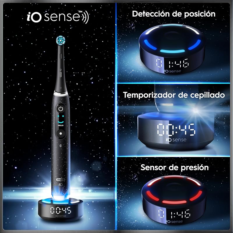 Escova de dentes elétrica oral-b io 10 preta, 3 cabeças de escova, 1 estojo para carregador de viagem, projetado por braun, projetado por braun