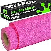 VINYL FROG Hot Pink Glitter HTV Vinyl 10" x5ft Glitter Heat Transfer Vinyl Roll Hot Pink Iron on Vinyl Sparkle Heat Press Vinyl for T-Shirt Designs