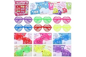 ACEKID 30 Pack Valentines Day Cards for Kids with Heart Shaped Glasses, Valentines Party Favors for Boys Girls, Kids Exchange Cards, Classroom Prize Supplies, Valentine’s Greeting Cards for School Class
