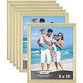 Icona Bay 8x10 Picture Frames (Gold, 6 Pack), Beautifully Detailed Molding, Contemporary Picture Frame Set, Wall Mount or Table Top, Inspirations Collection