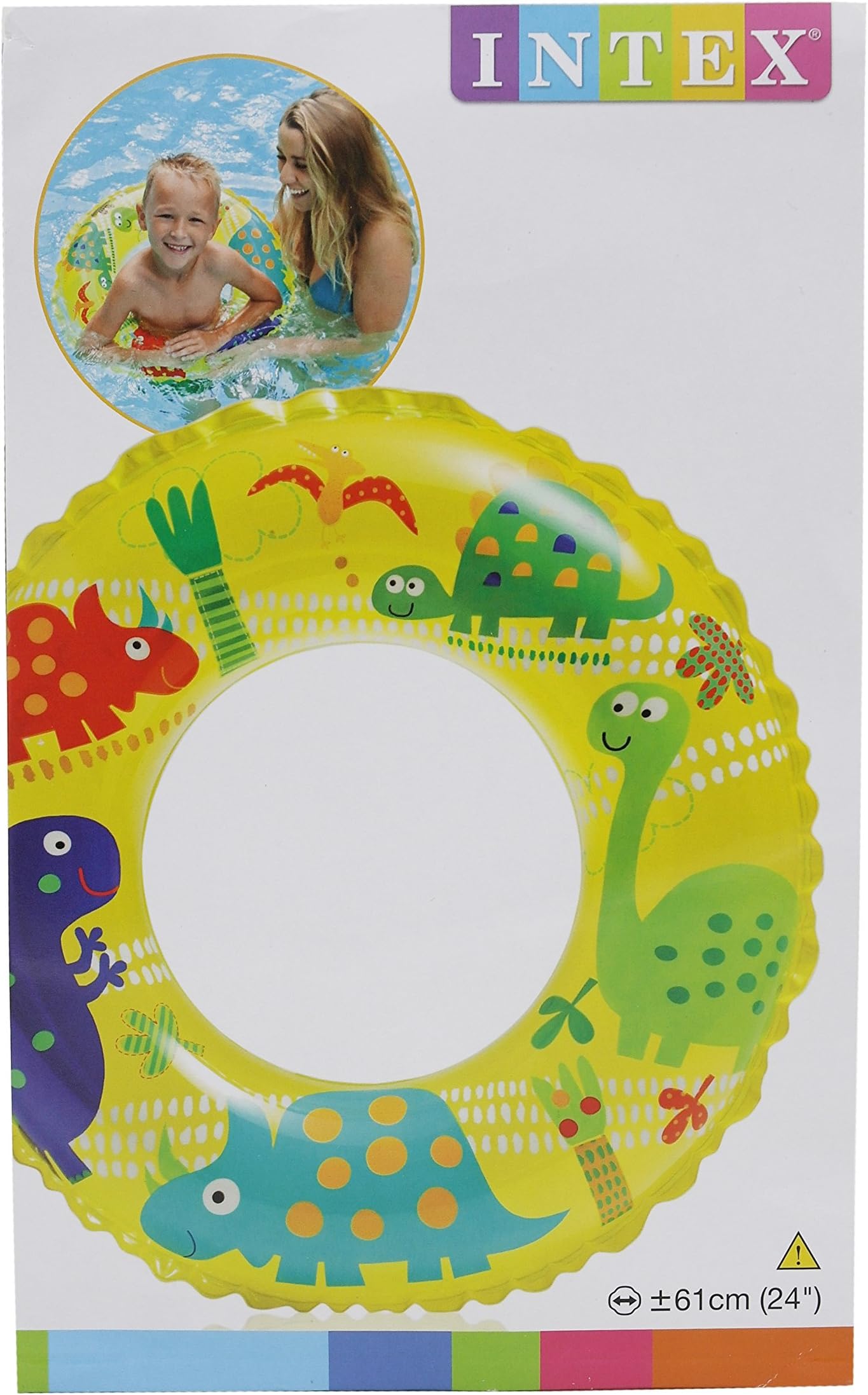 KTS Inflatable Transparent Printed 24" Swim Ring (Dinosaurs)