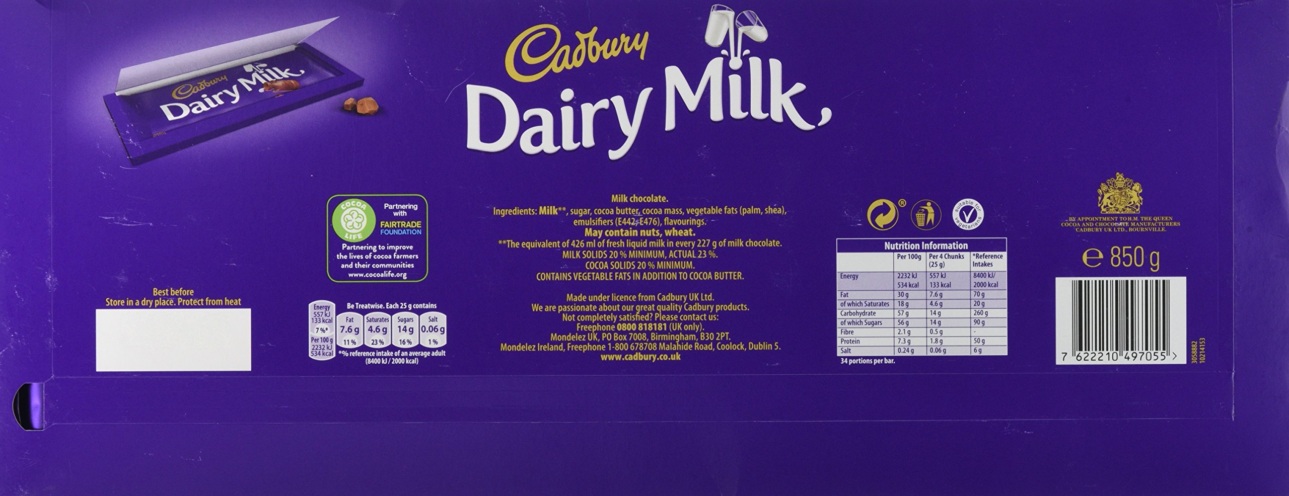 Cadbury Dairy Milk Chocolate Bar, 850 g Buy Online in India at