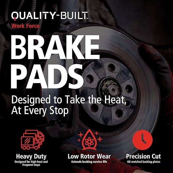 QUALITY-BUILT REAR SEMI-METALLIC BRAKE PADS, WORK FORCE 1002-1068M, COMPATIBLE WITH 2005-2007 FORD (F-250 SUPER DUTY,F-350 SUPER DUTY)