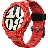 GELISHI Compatible with Galaxy Watch 6 Band 44mm 40mm Case Rugged Men Sport Band Protective Bumper Case for Galaxy Watch 6/5/4 40mm 44mm