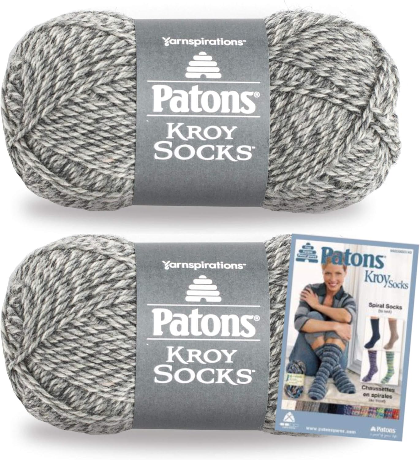 Patons Kroy Socks Yarn, 2Pack, Grey Marl Plus Pattern Amazon.ca Home