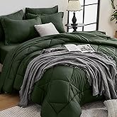 HEVUMYI Army Green Twin Comforter Set - 5-Piece All Season Bed in a Bag Twin, Ultra Soft Bedding Set with Comforter, Flat Sheet, Fitted Sheet, Pillowcases, Pillow Shams