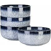 S&Q'S CERAMICS Cereal Bowls - 36 Ounce, Japanese Noodle Bowl Set, Ceramic Bowls for Kitchen, Breakfast, Oatmeal, Microwave and Dishwasher Safe, [Set of 4], Dark Blue