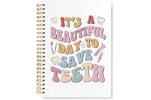VIIJJUE Groovy Dental Notebook, Dentist Gifts Journal, Dental Hygiene Hygienist Gifts Journals for Writing, It's a Beautiful Day To Save Teeth Dentist Hardcover Spiral Notebooks, 5.5x8.3 Inch