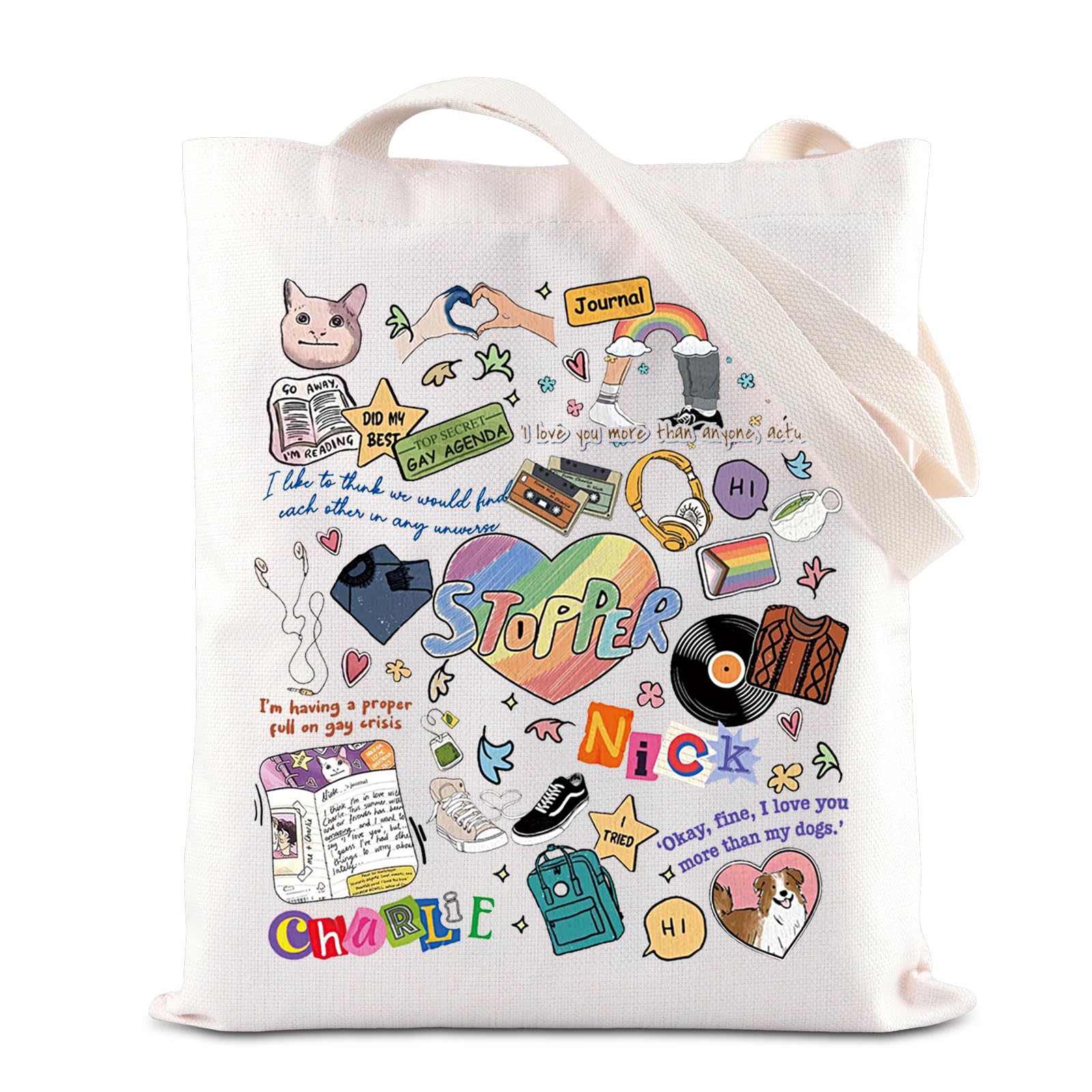 Heart Stopper TV Show Merchandise Tote Bag - Spotify Inspired Canvas Bag for Charlie Nick Fans - LGBT & Gay Pride Gift