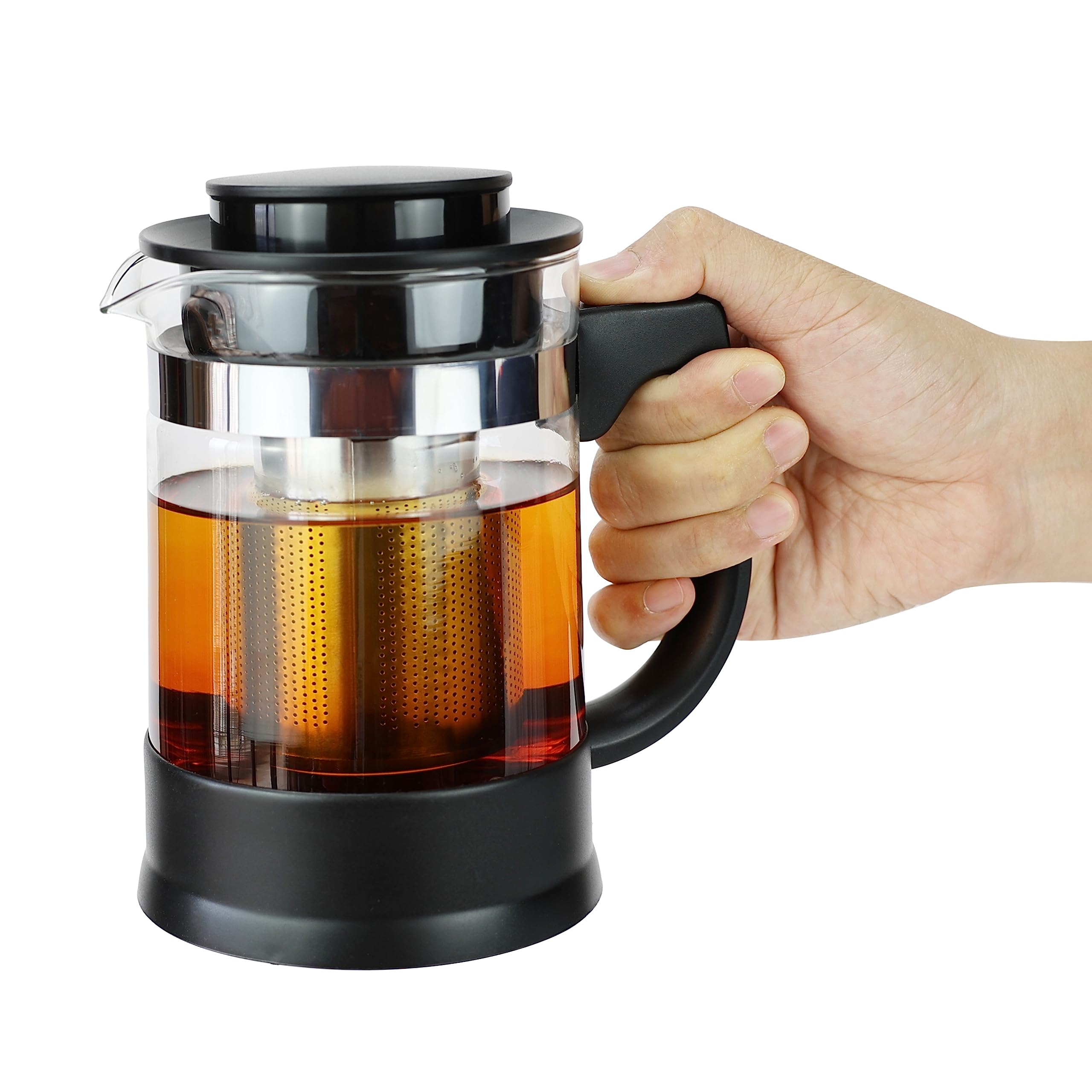 Photo 1 of EIKS Glass Teapot Tea Kettle with Removable Infuser and Heat Resistance Base for Making and Serving Blooming Tea, Loose Leaf Tea - Capacity is 950ml/32oz