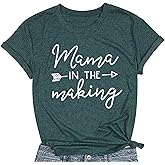 Mama in The Making Pregnancy Announcement T-Shirt Women Letter Print Short Sleeve Tops Tee