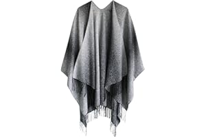Urban CoCo Women's Vintage Pattern Printed Tassel Open Front Poncho Cape Cardigan Wrap Shawl