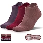 NEWZILL 3 Pairs Non Slip Yoga Socks With Grips for Women & Men, Unisex Anti Skid Socks for Pilates Barre Workouts Hospital