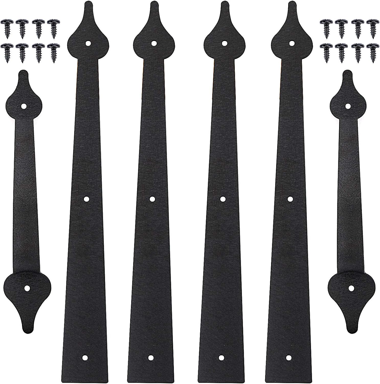 KEILEOHO 3 Sets of Decorative Garage Door Hardware Kit, Black Garage Carriage Door Decorative Hinges Handles for Garages, Gates, Sheds, Gardens, Doors,