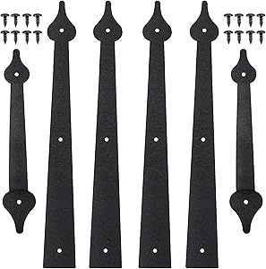 KEILEOHO 3 Sets of Decorative Garage Door Hardware Kit, Black Garage Carriage Door Decorative Hinges Handles for Garages, Gates, Sheds, Gardens, Doors,