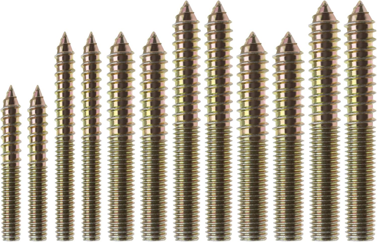 50pcs Double Head Ended Wood to Wood Dowel Screws SelfTapping Threaded