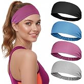 Awumbuk Cooling Headbands for Women, Non-Slip Instant Cooling Sweatbands for Women, 4-Pack Elastic Sports Head Bands Moisture Wicking for Running, Yoga, Gym Workouts, Football