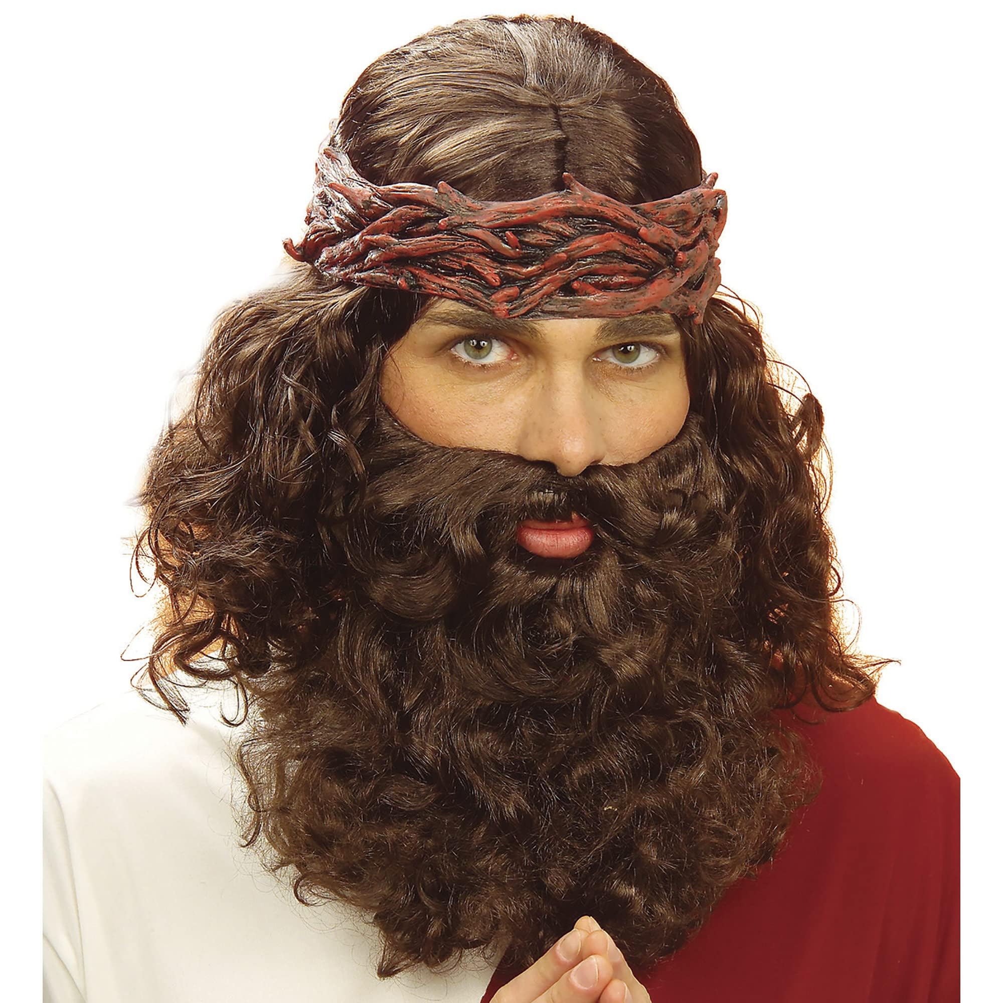 Jesus & Beard Set Brown Wig for Fancy Dress Costumes & Outfits Accessory