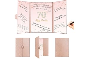 Crenics Rose Gold 70th Birthday Decorations, Creative 70th Birthday Guest Sign in Book Alternative, Large 70th Birthday Signature Book 12" x 18", Great 70 Years Old Birthday Gifts for Women