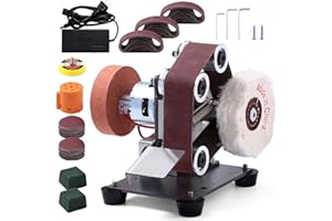 SMLCON 83PCS 3 in 1 Mini Belt Sander - 7 Adjustable Speed Vertical Electric Belt Grinder for Knife Sharpening, Woodworking & Metal Working,Compact Power Sanders for DIY Projects